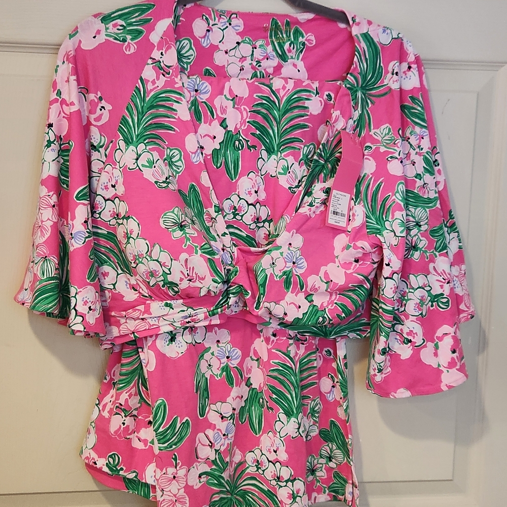 Lilly Pulitzer Pink and Green Floral Top
